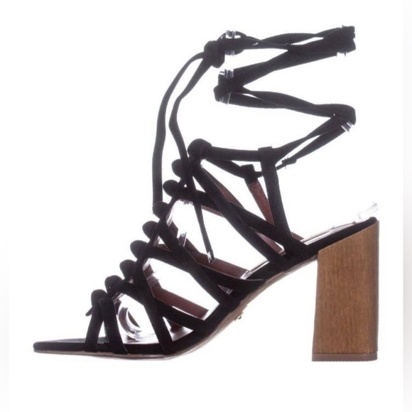 KENZIE SUEDE LACE UP SANDAL WITH WOODEN HEEL - Picture 3 of 4